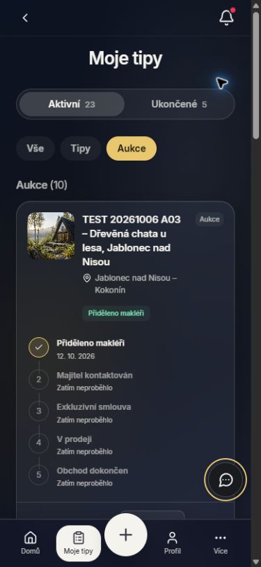 My leads – test auction progress